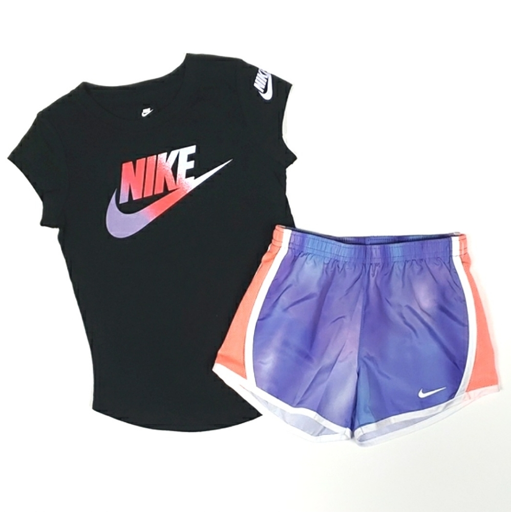 Nike Little Girls Futura T-Shirt and Tempo Shorts Set
